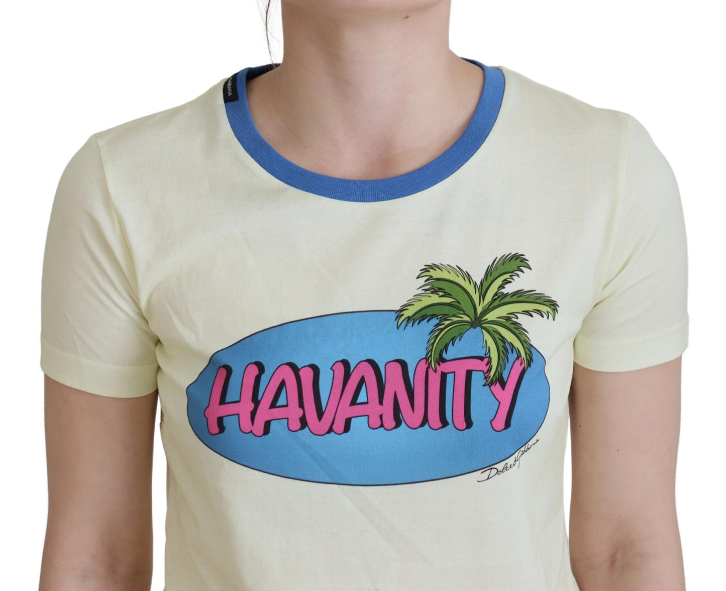 T-shirt col rond Dolce & Gabbana en coton jaune Havanity