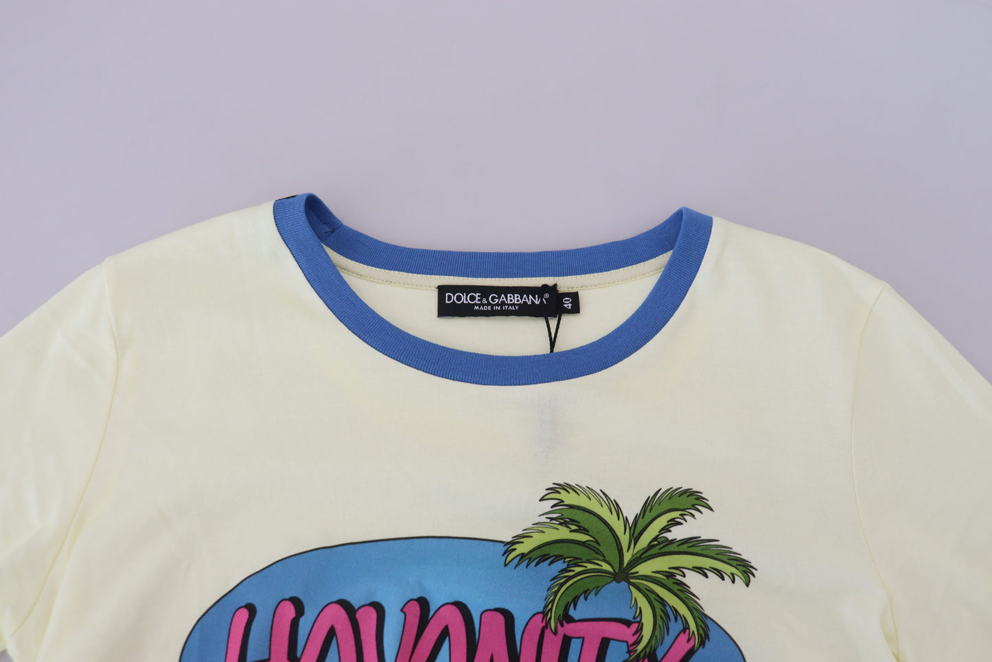 T-shirt col rond Dolce & Gabbana en coton jaune Havanity