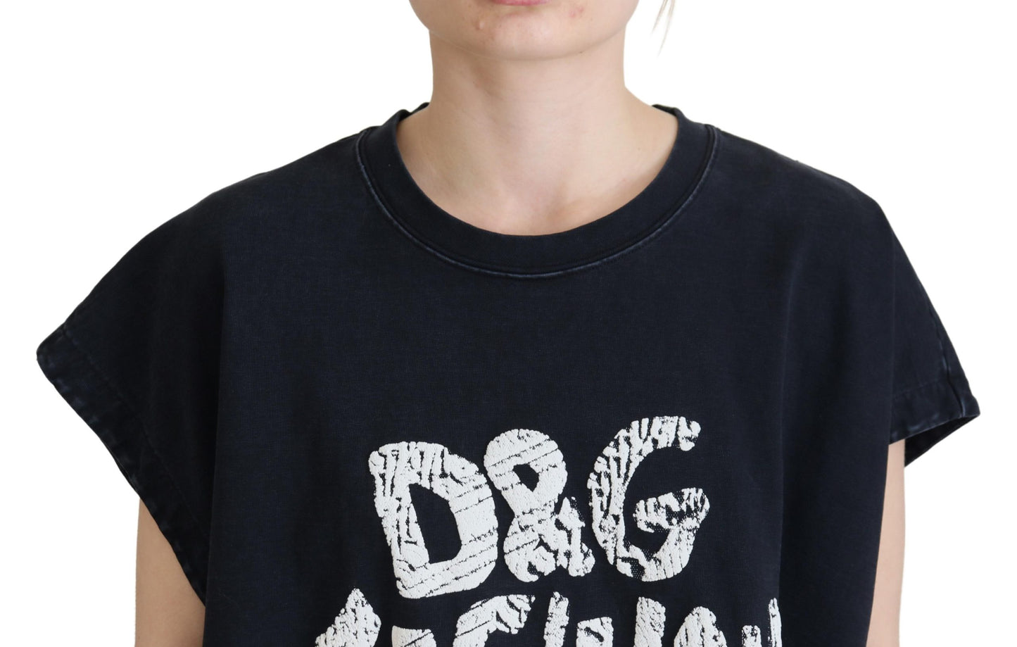 T-shirt col rond en coton noir Dolce & Gabbana D&G Fashion