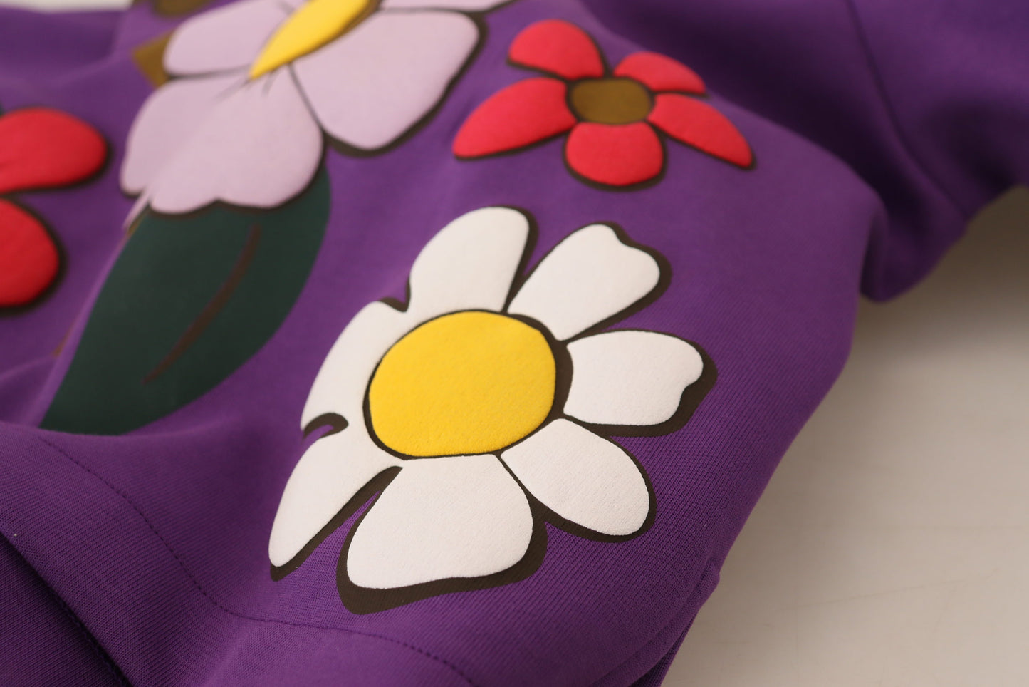 Dolce & Gabbana Lilafarbener Baumwollpullover mit Blumendruck