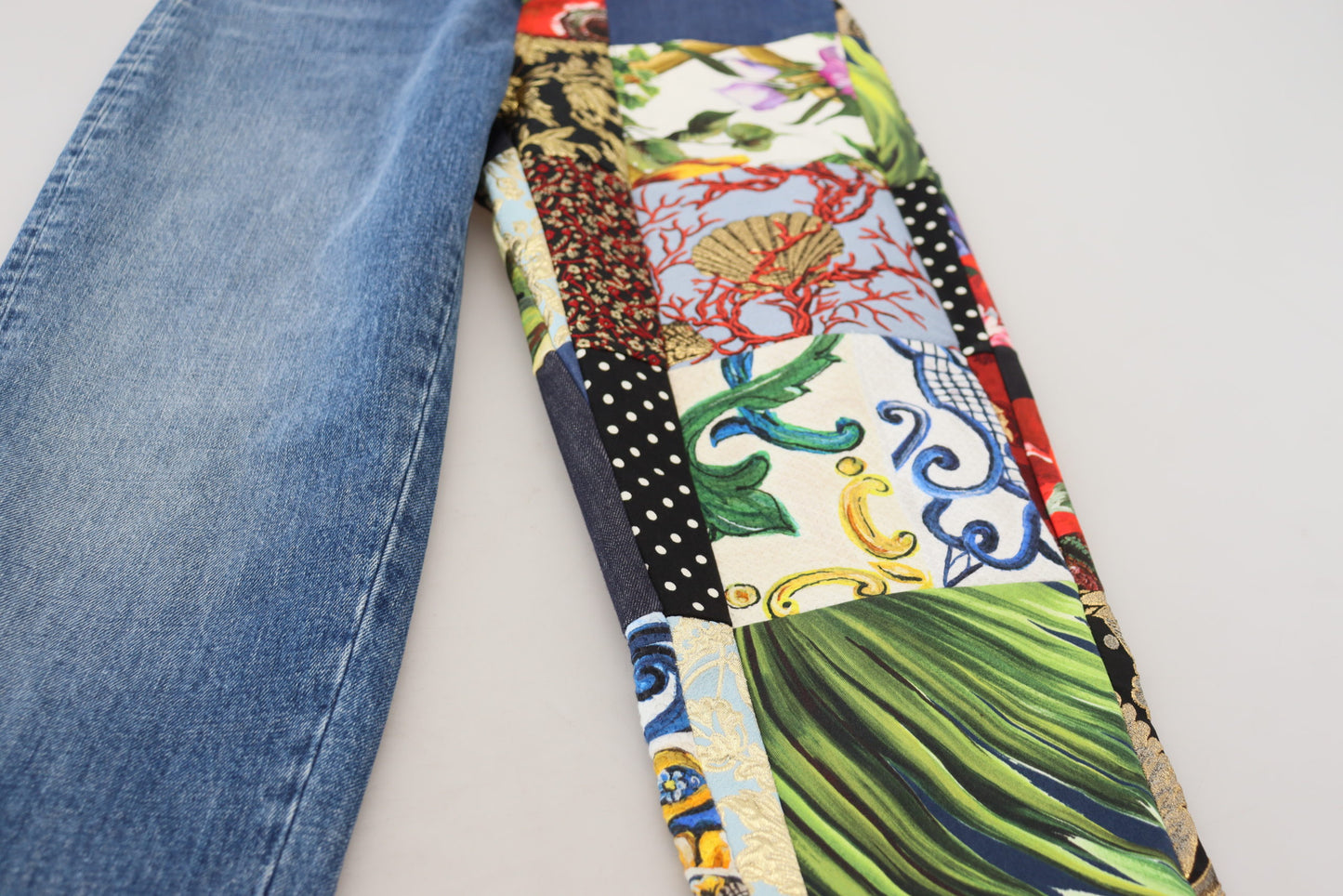 Jean taille haute en jacquard majolique bleu Dolce & Gabbana