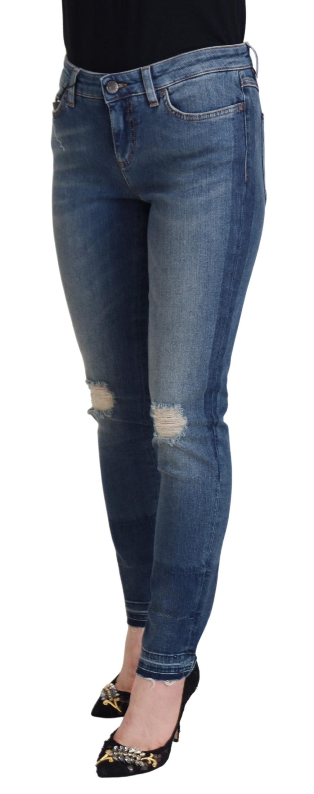 Jean en denim déchiré bleu délavé Dolce & Gabbana