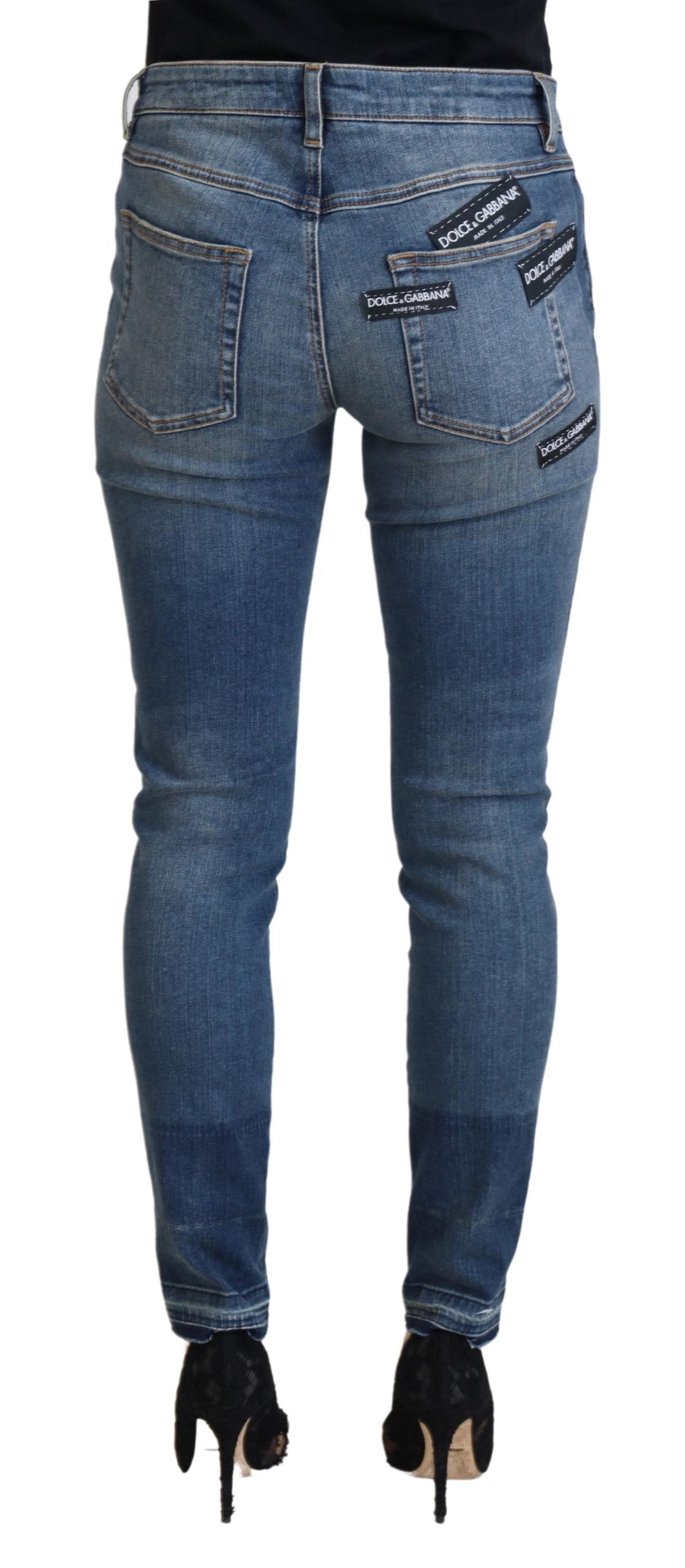 Jean en denim déchiré bleu délavé Dolce & Gabbana