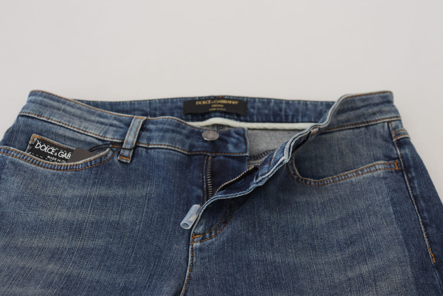 Jean en denim déchiré bleu délavé Dolce & Gabbana