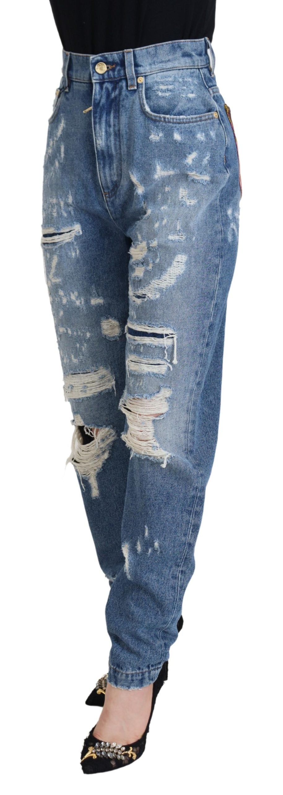Jean en denim déchiré bleu délavé Dolce & Gabbana