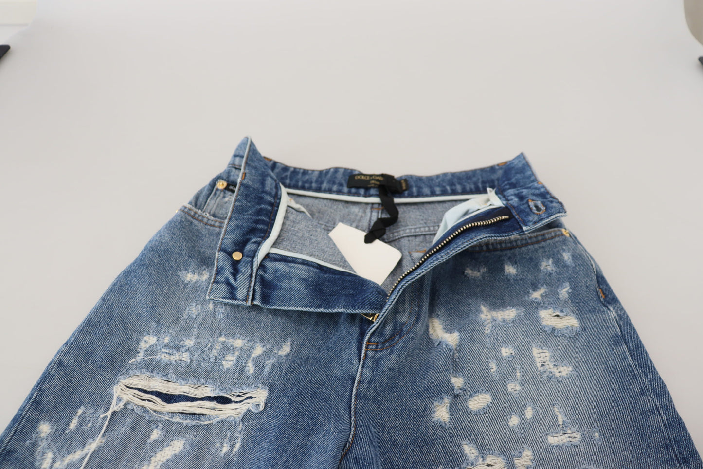 Jean en denim déchiré bleu délavé Dolce & Gabbana