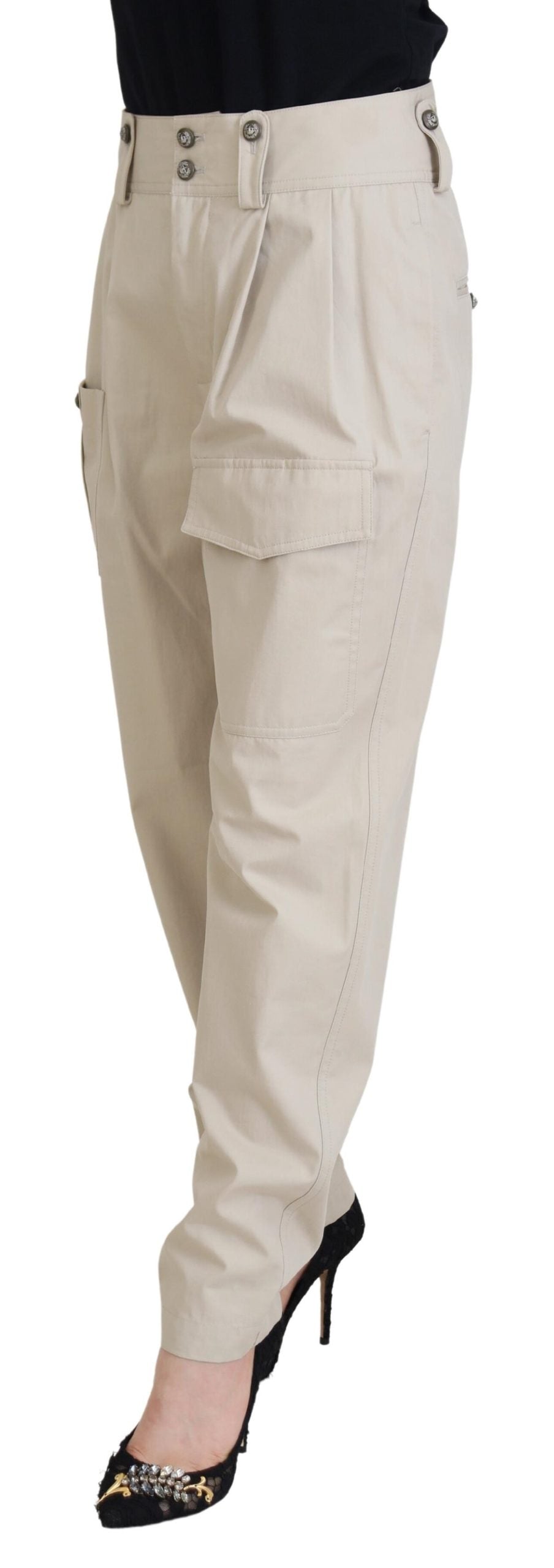 Pantalon cargo en coton beige Dolce & Gabbana pour femme