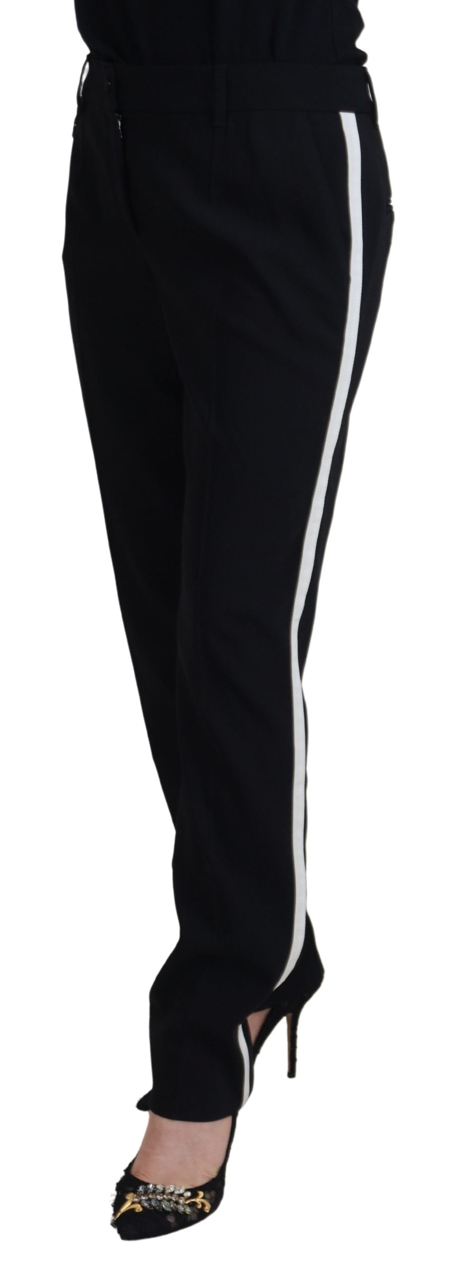 Pantalon fuselé en laine noire Dolce & Gabbana pour femme