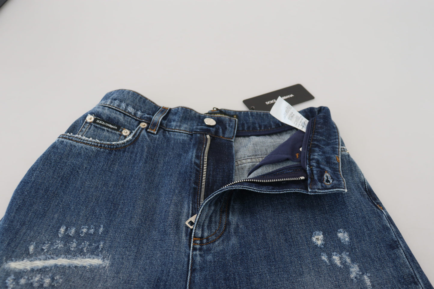 Jean en denim déchiré bleu délavé Dolce & Gabbana