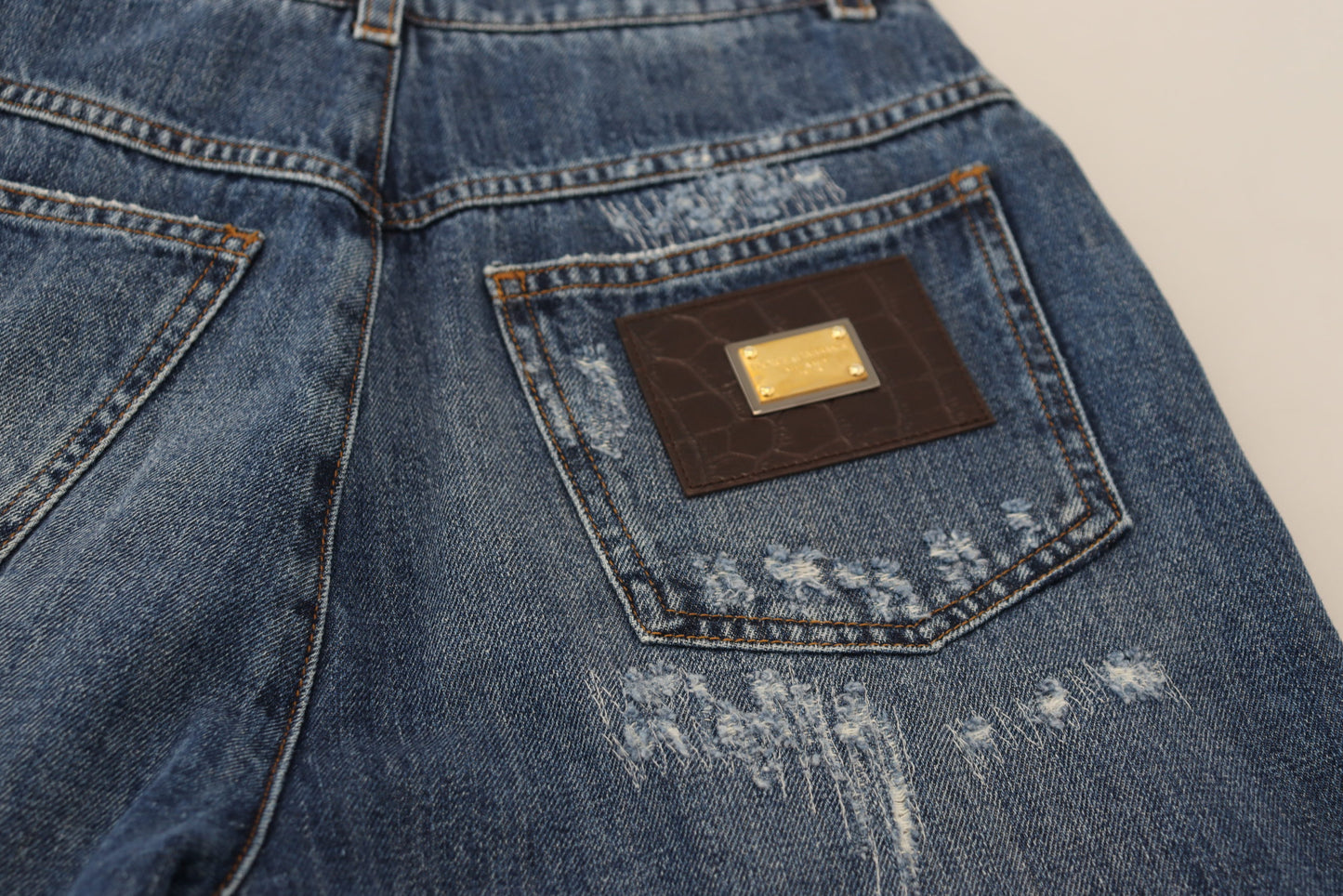 Jean en denim déchiré bleu délavé Dolce & Gabbana
