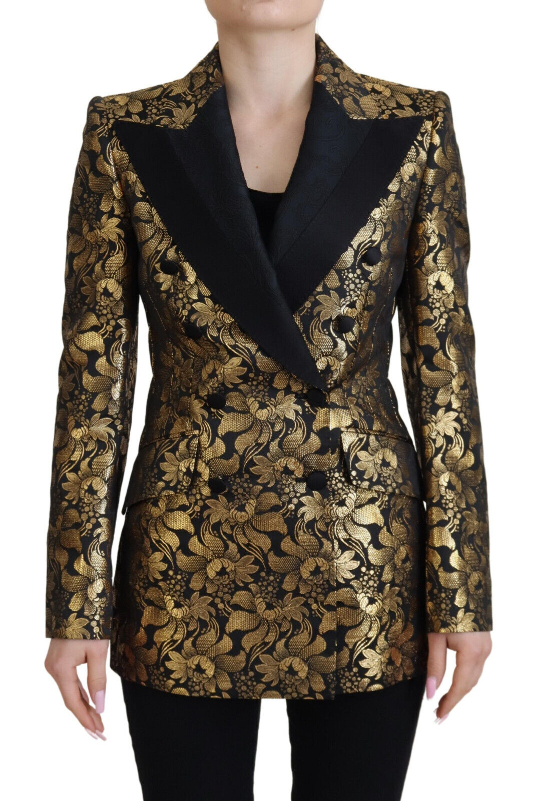 Veste blazer en jacquard noir et or Dolce & Gabbana