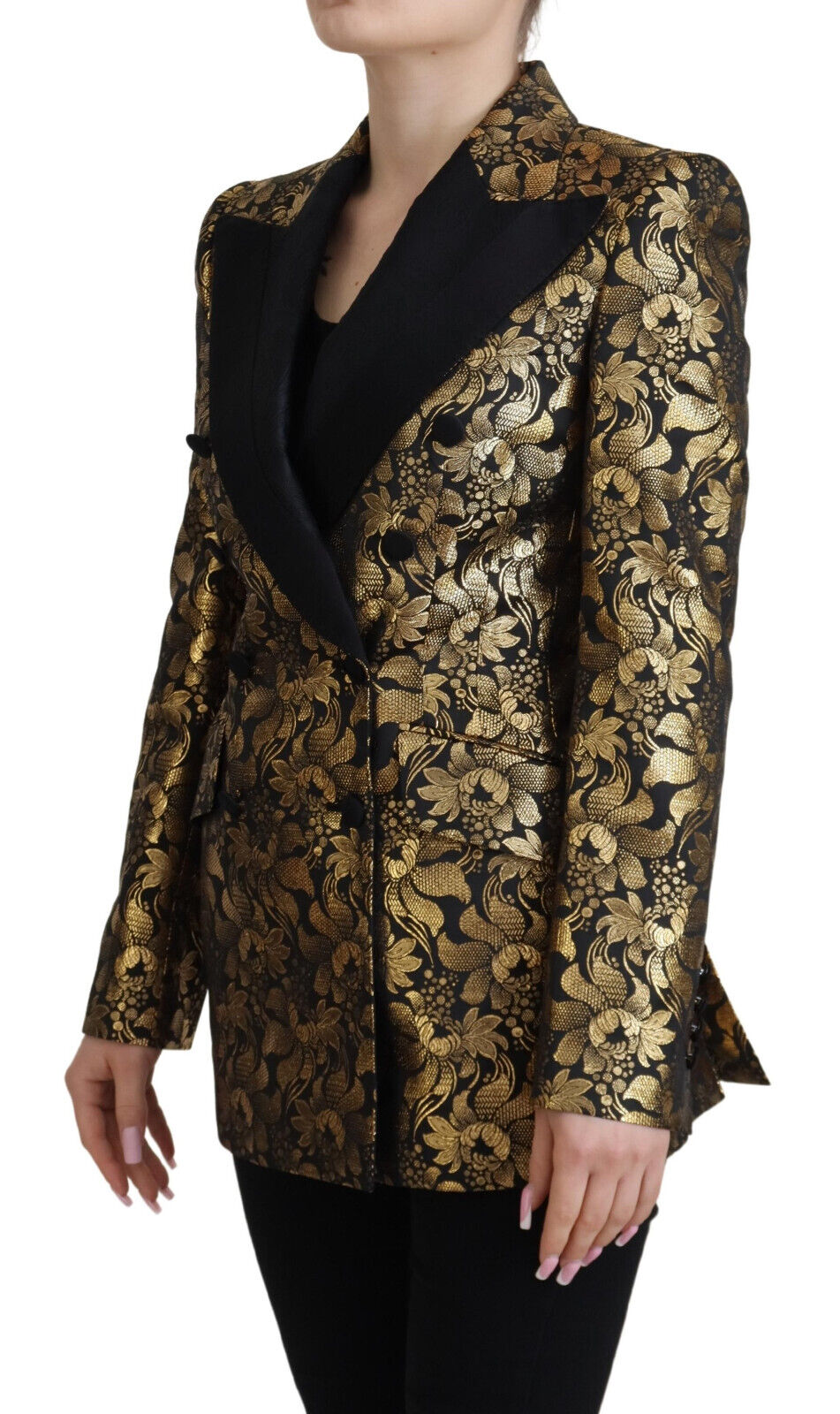 Veste blazer en jacquard noir et or Dolce & Gabbana