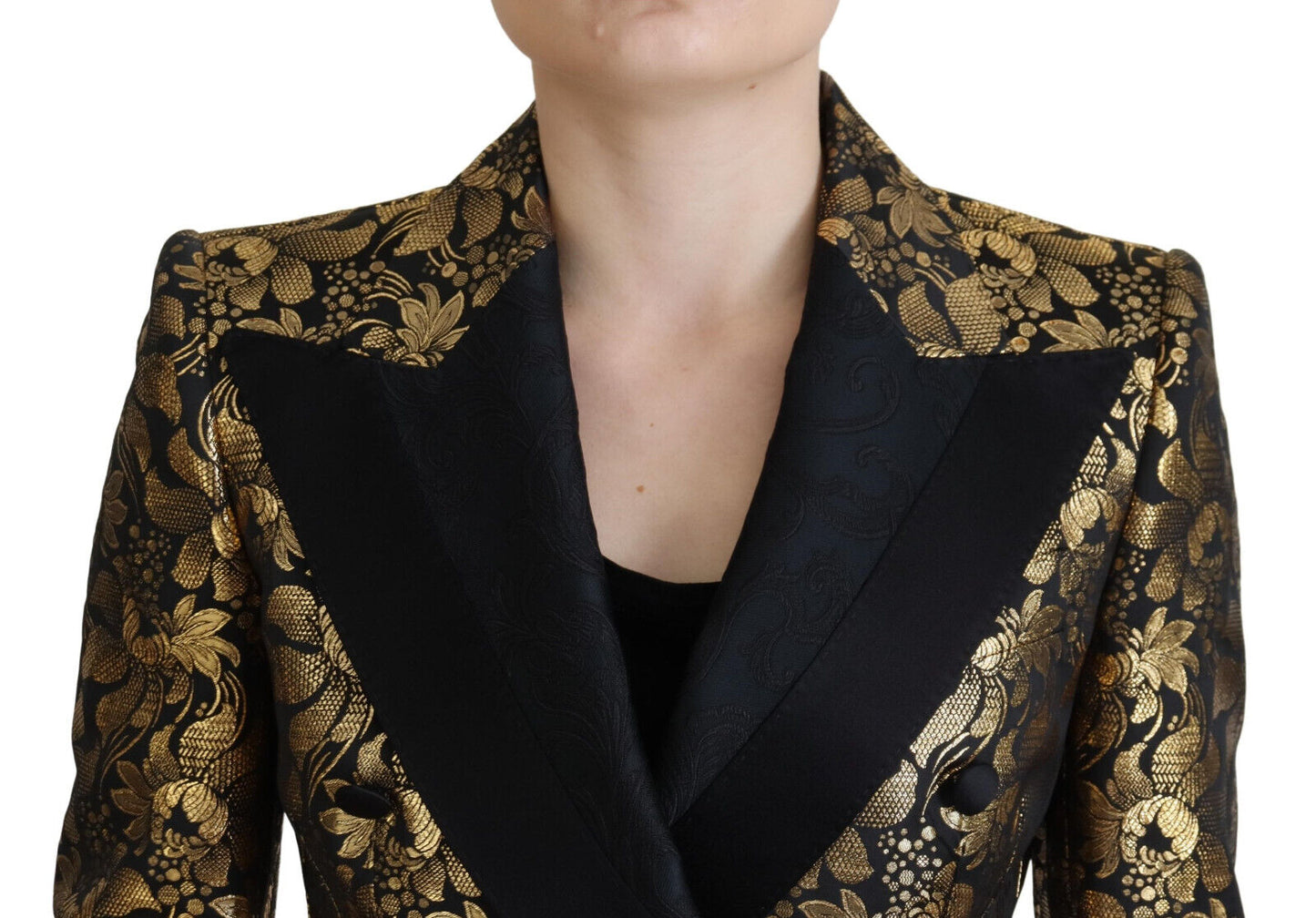 Veste blazer en jacquard noir et or Dolce & Gabbana