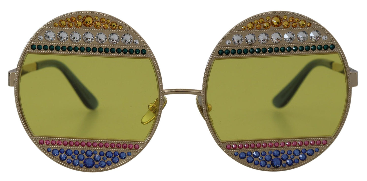Lunettes de soleil Dolce & Gabbana ovales dorées avec cristaux métalliques DG2209B