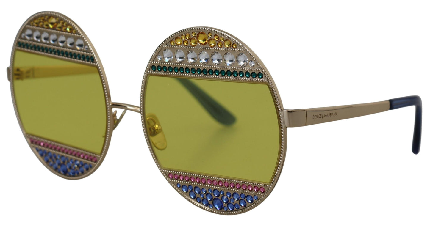 Lunettes de soleil Dolce & Gabbana ovales dorées avec cristaux métalliques DG2209B