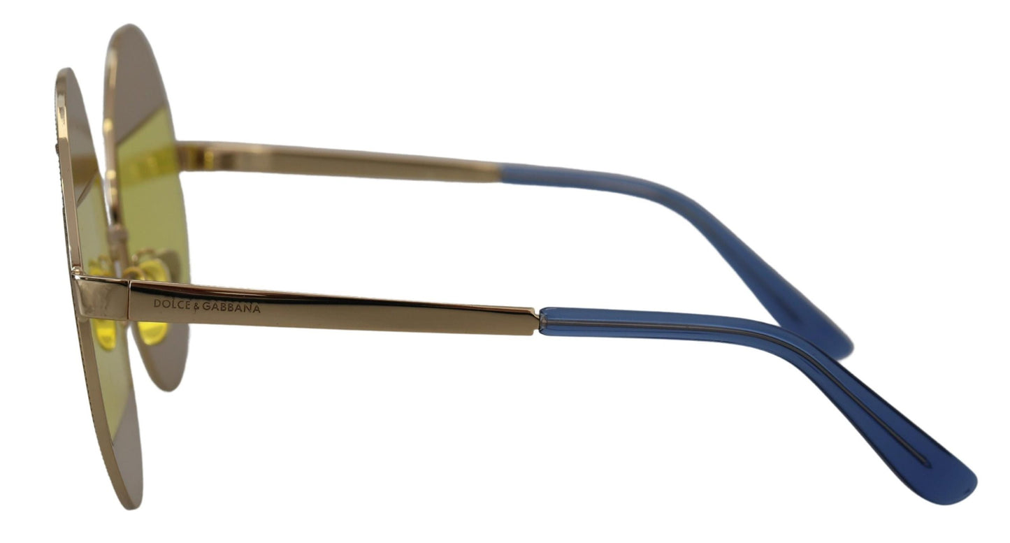Lunettes de soleil Dolce & Gabbana ovales dorées avec cristaux métalliques DG2209B