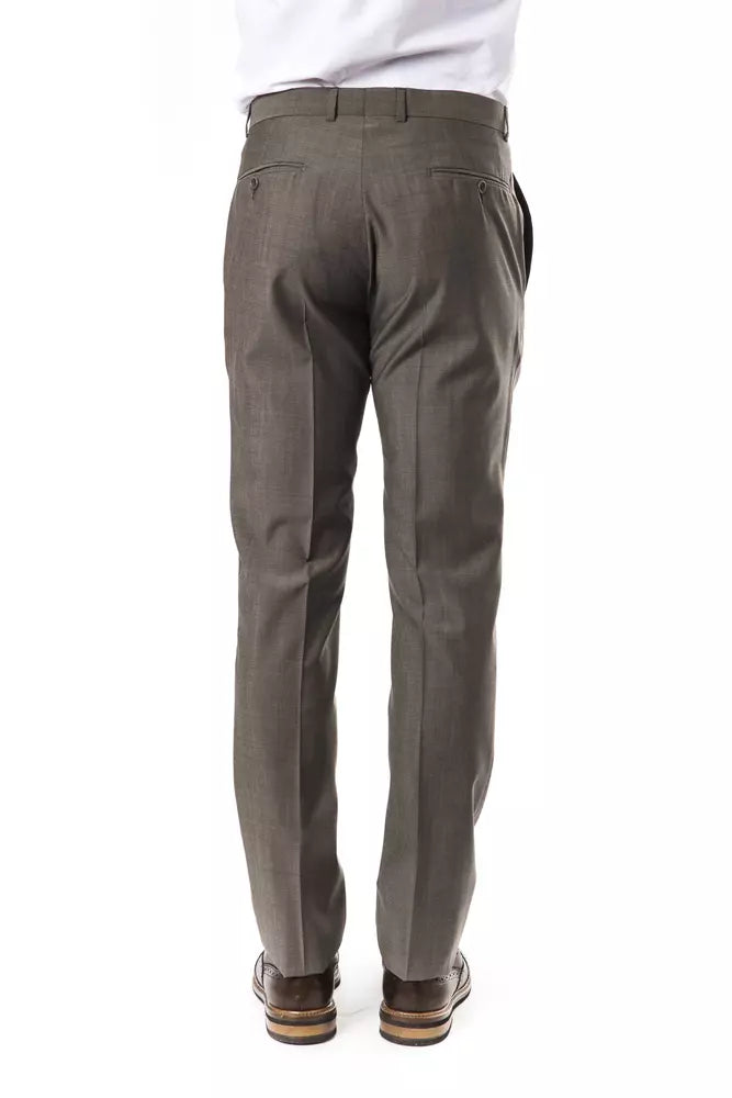 Uominitaliani Gray Wool Mens Suit Pant