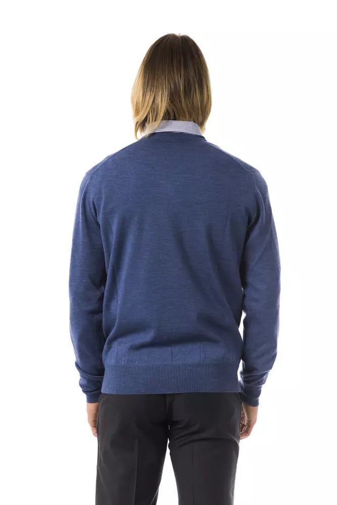 Uominitaliani Blue Merino Wool Men's Sweater