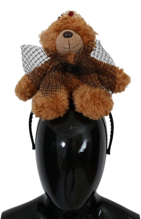 Serre-tête Dolce & Gabbana Teddy Bear avec couronne en cristal doré et diadème