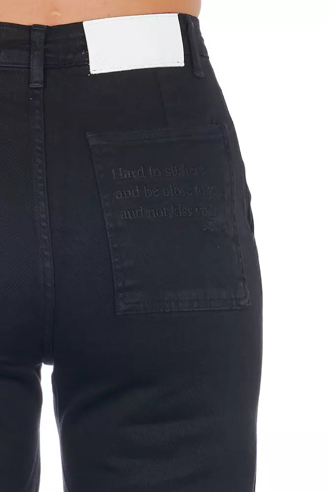 Frankie Morello – Schwarze, verkürzte Damenhose aus Baumwolle