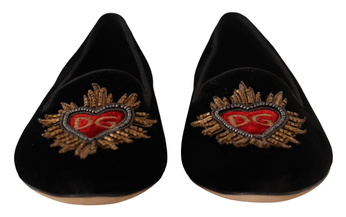 Chaussures plates à enfiler Dolce & Gabbana noires avec patch DG Sacred Heart
