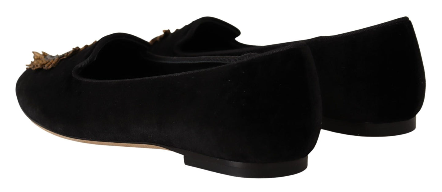 Chaussures plates à enfiler Dolce & Gabbana noires avec patch DG Sacred Heart