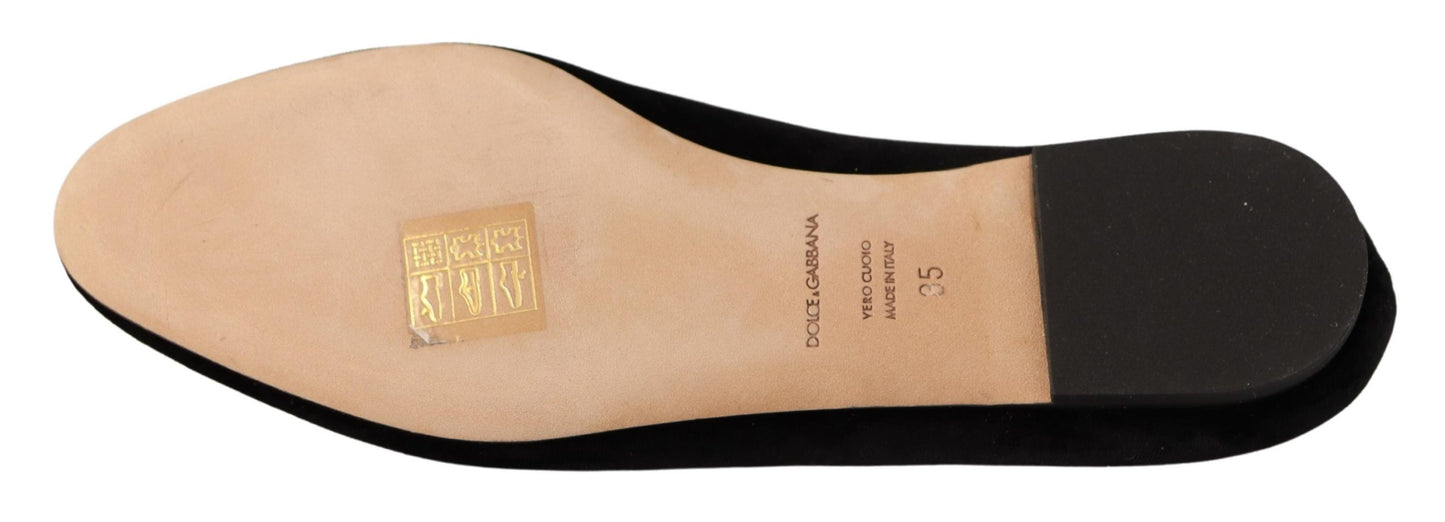 Chaussures plates à enfiler Dolce & Gabbana noires avec patch DG Sacred Heart