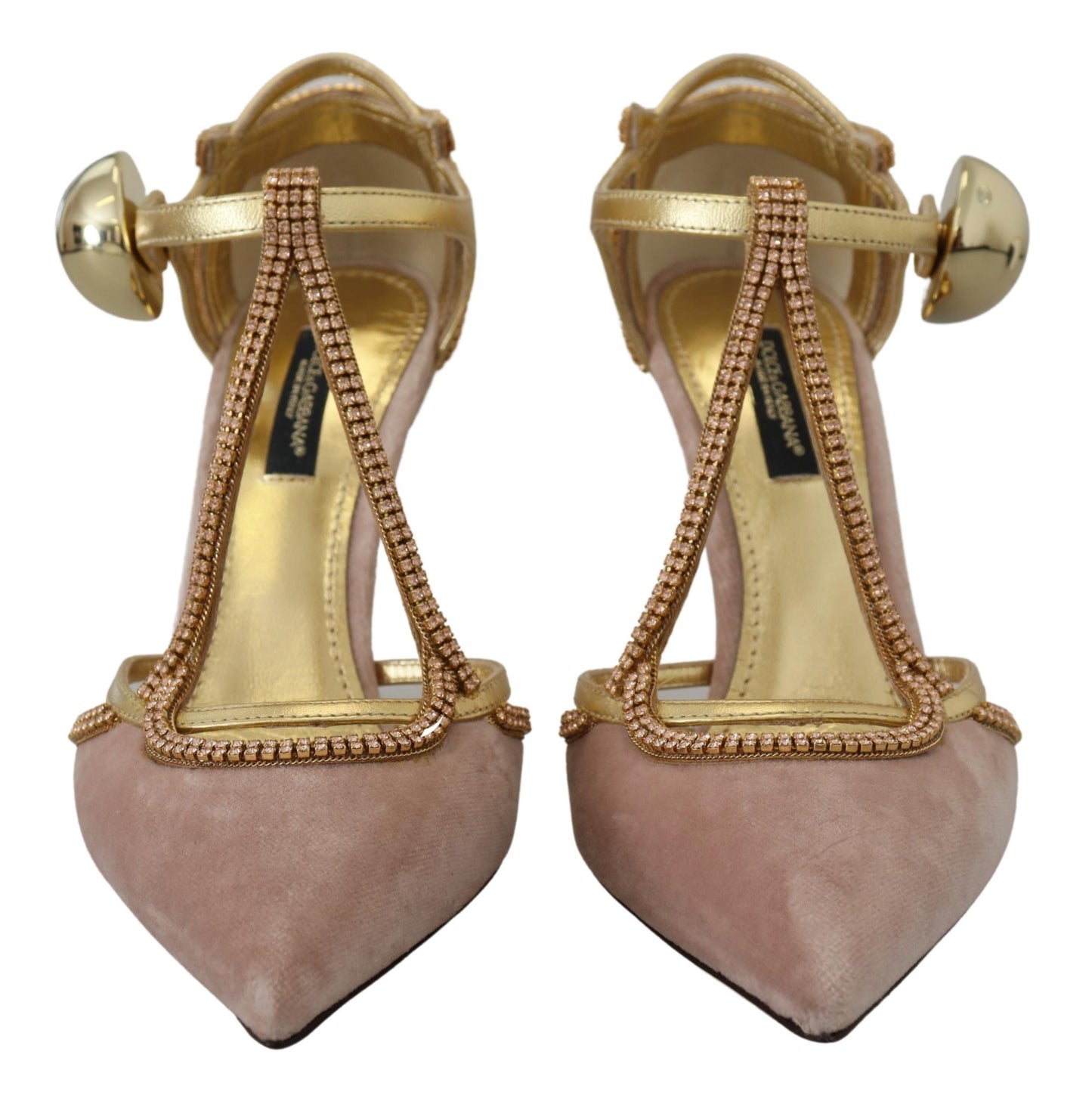 Escarpins Dolce & Gabbana à talons et brides en T en cristal rose