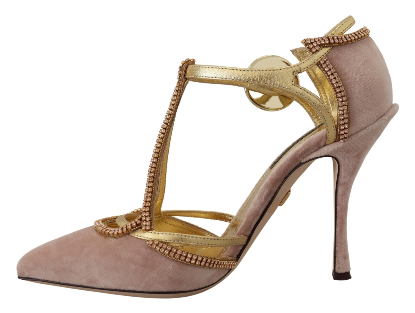 Escarpins Dolce & Gabbana à talons et brides en T en cristal rose
