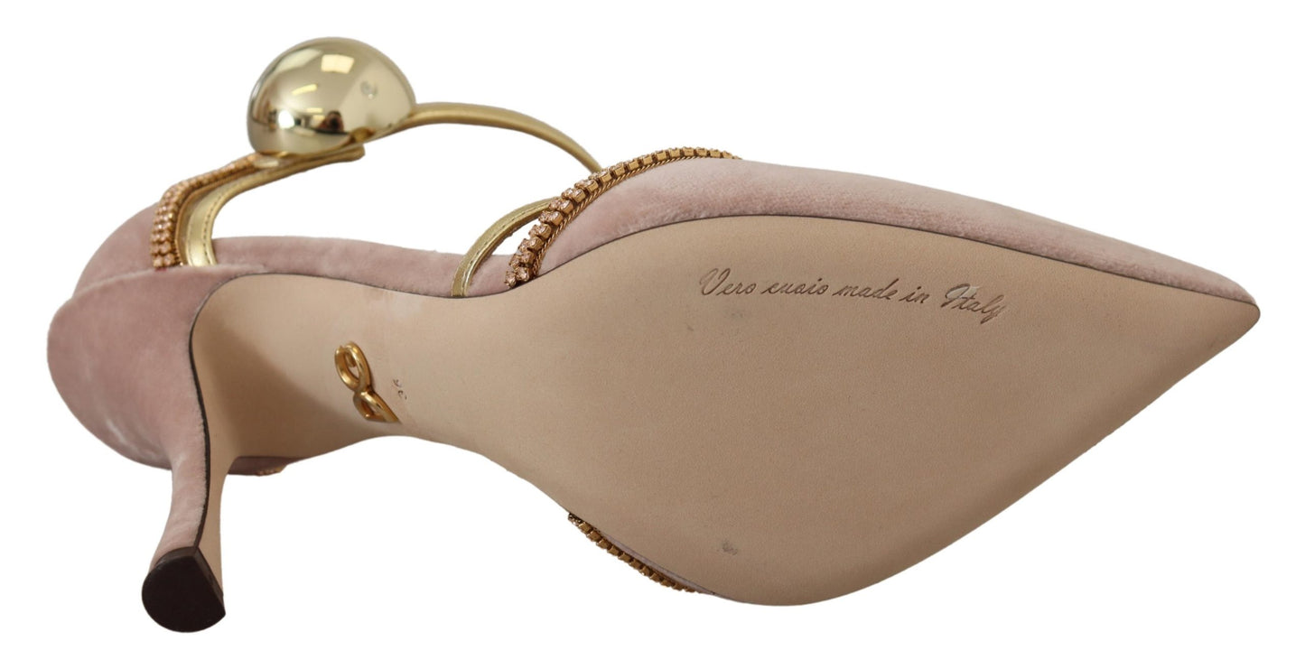 Escarpins Dolce & Gabbana à talons et brides en T en cristal rose