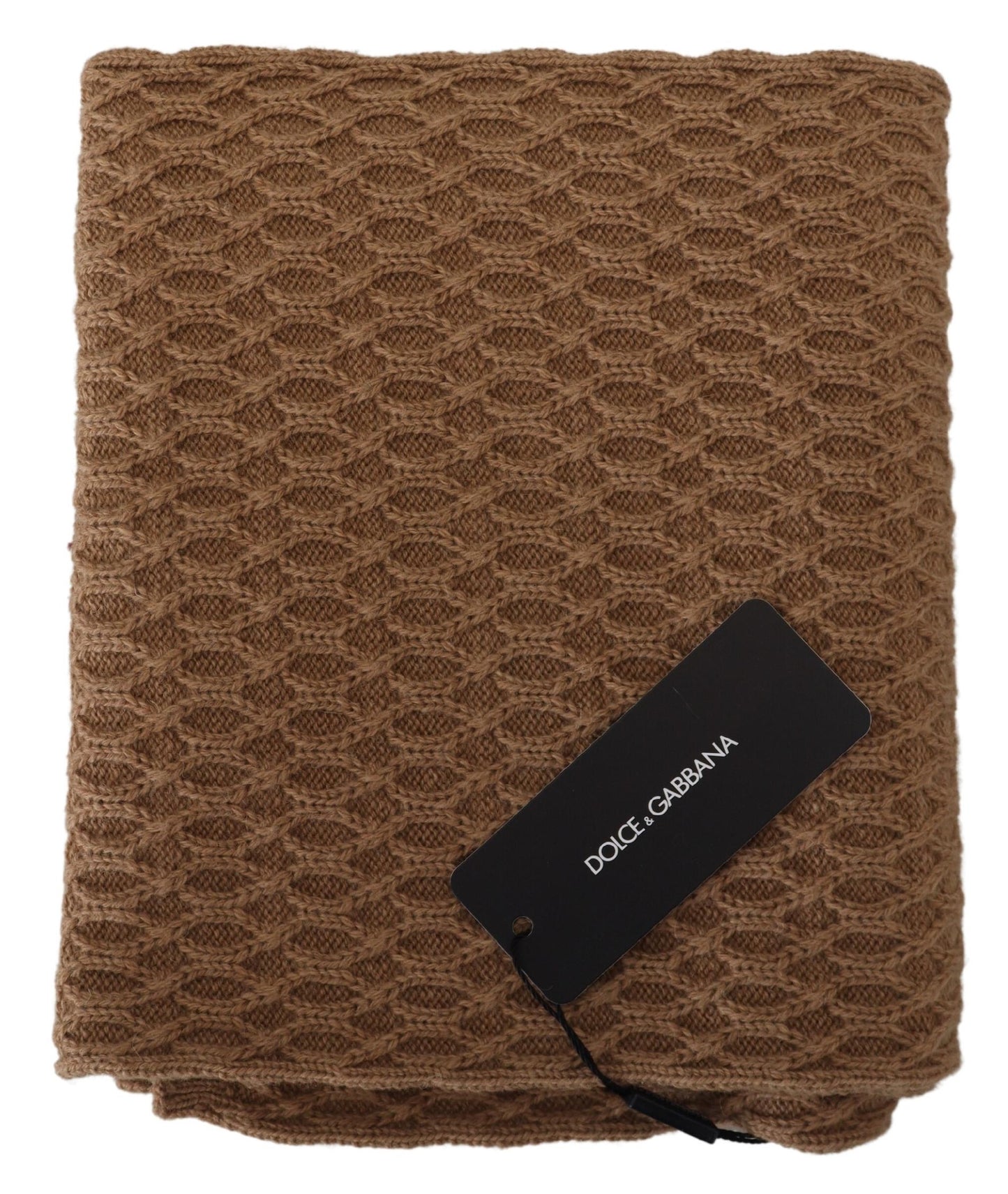 Écharpe en tricot marron foncé Dolce & Gabbana en cachemire camel