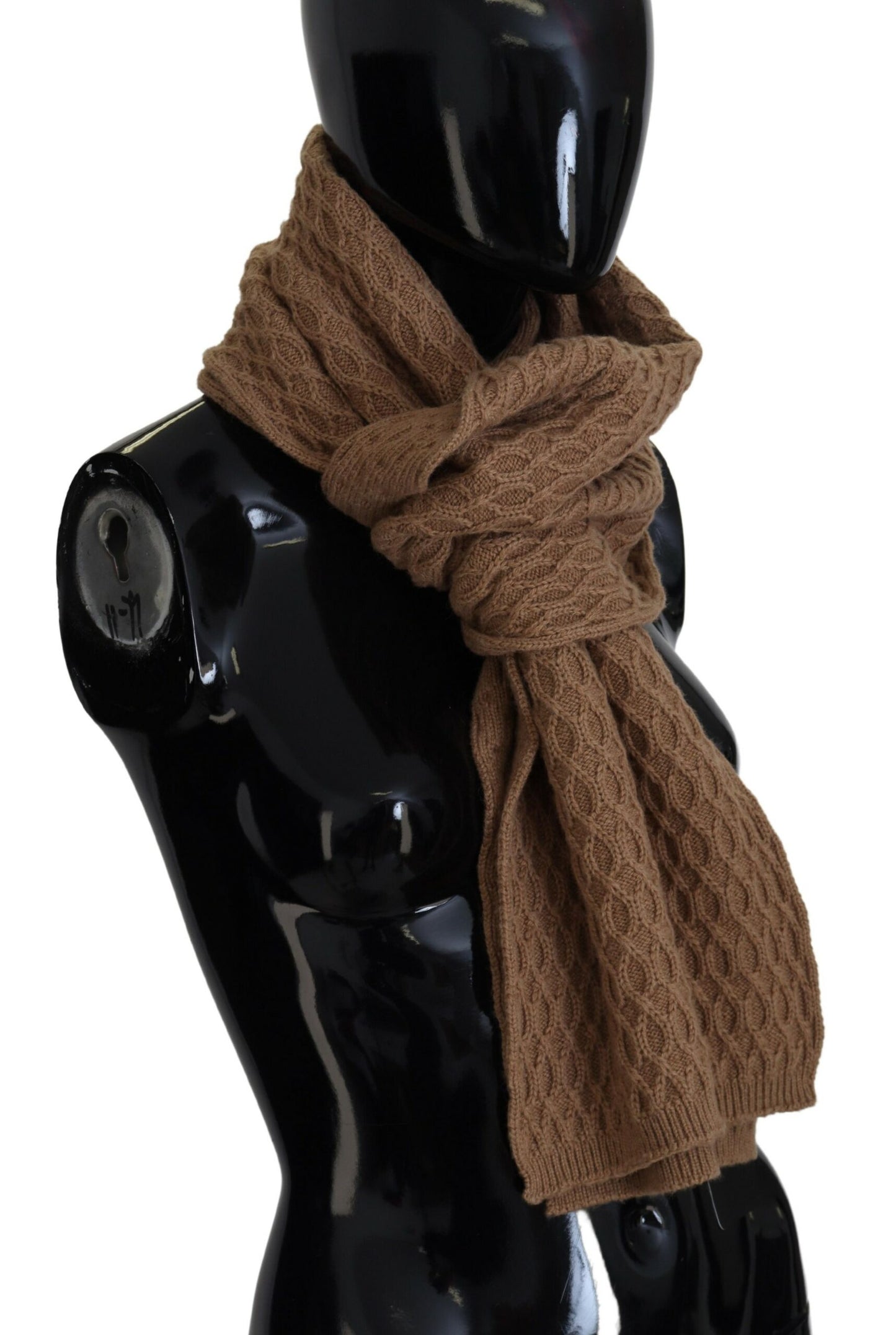 Écharpe en tricot marron foncé Dolce & Gabbana en cachemire camel