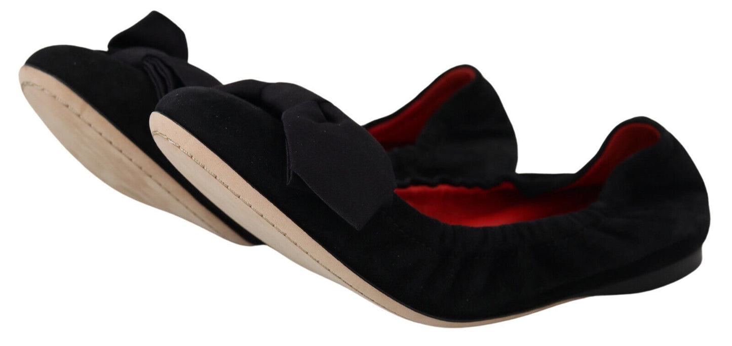 Ballerines plates à enfiler en daim noir Dolce & Gabbana