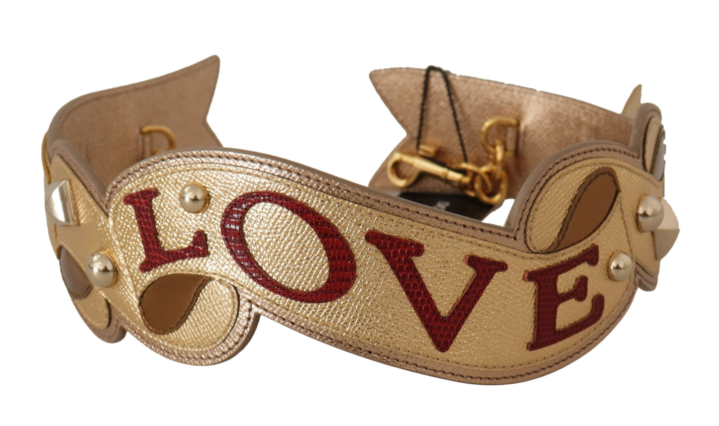 Sac à bandoulière Dolce & Gabbana en cuir doré avec patch LOVE