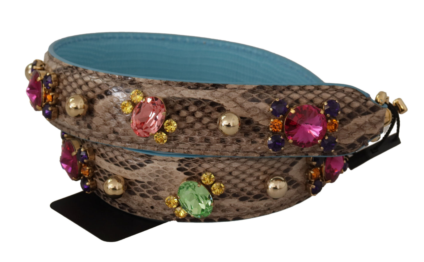 Bandoulière en cuir exotique marron et cristaux Dolce & Gabbana