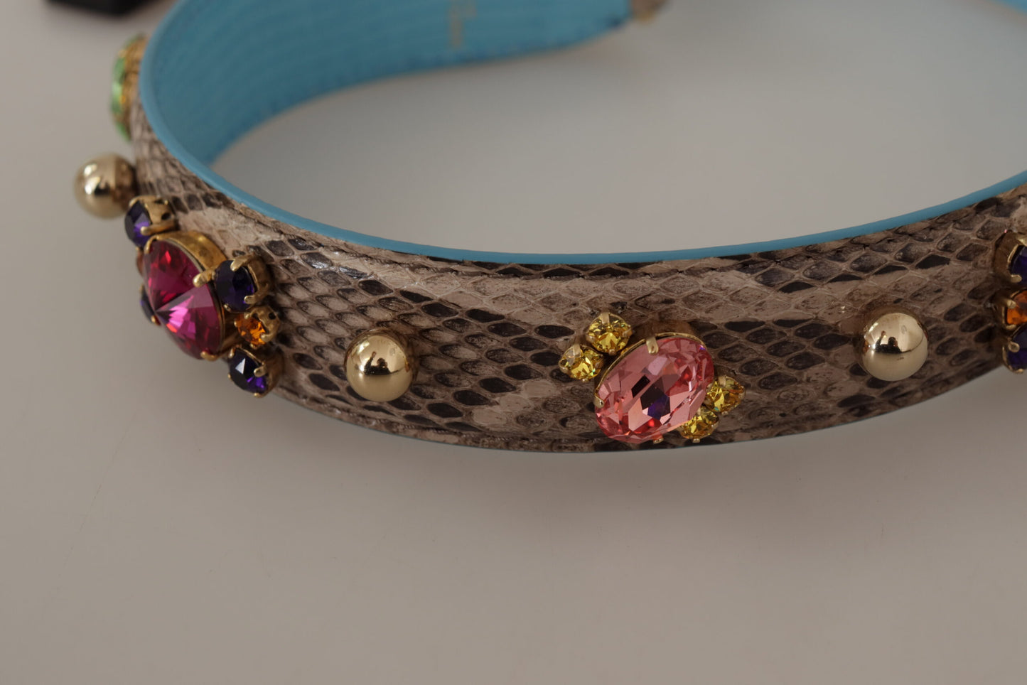 Bandoulière en cuir exotique marron et cristaux Dolce & Gabbana