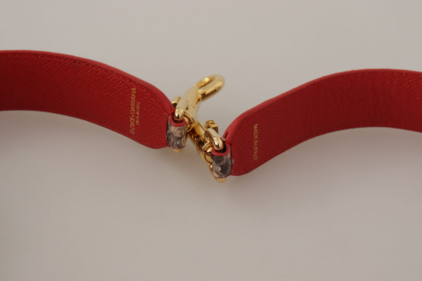 Bandoulière en cuir de python marron et cristaux Dolce & Gabbana