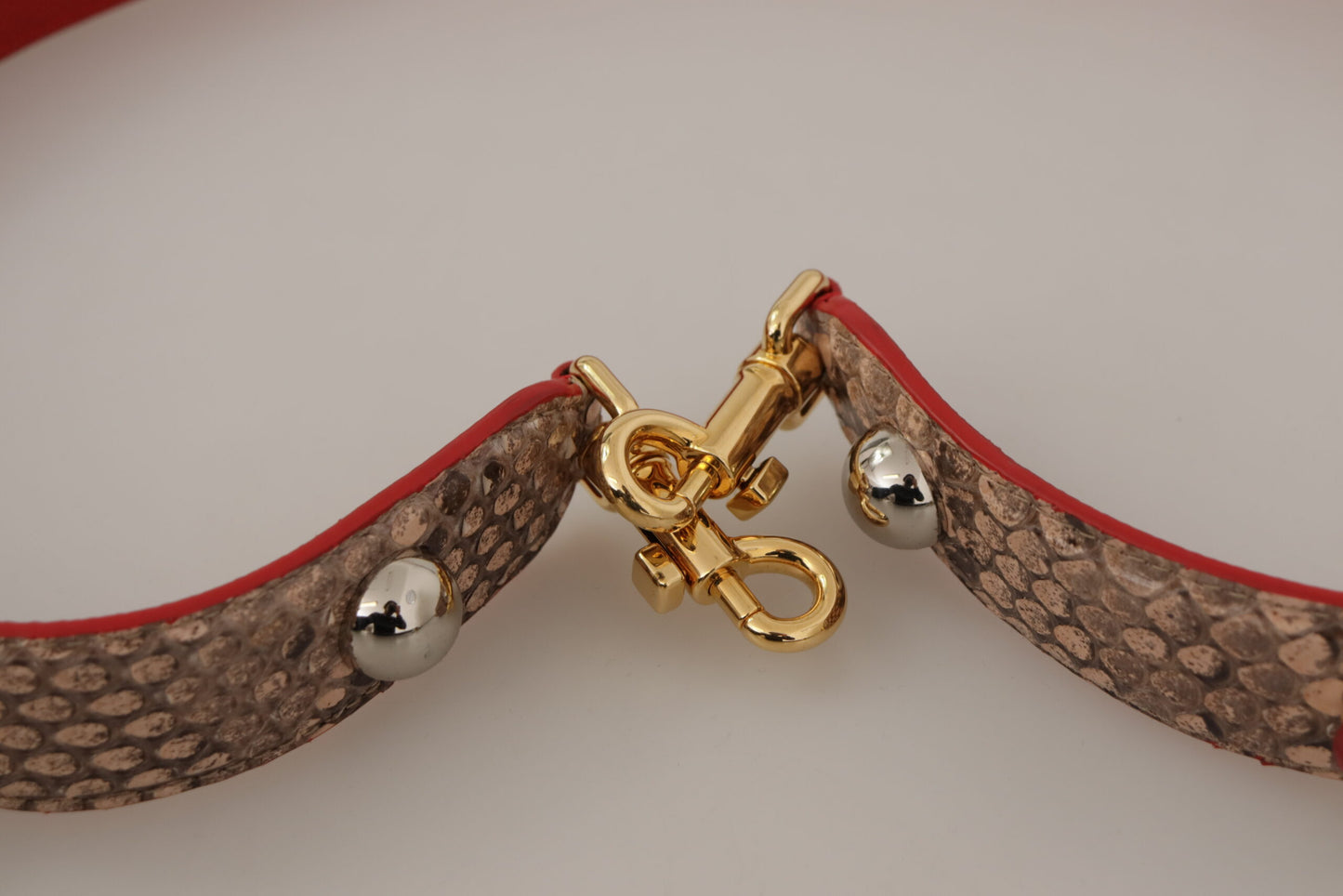 Bandoulière en cuir de python marron et cristaux Dolce & Gabbana