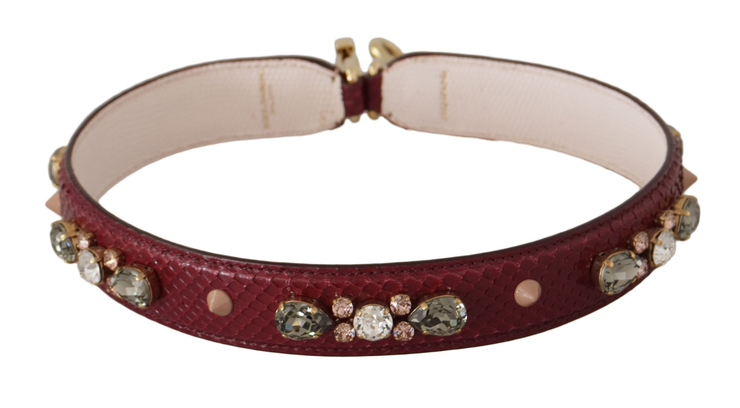 Sac bandoulière Dolce & Gabbana en cuir bordeaux avec cristaux