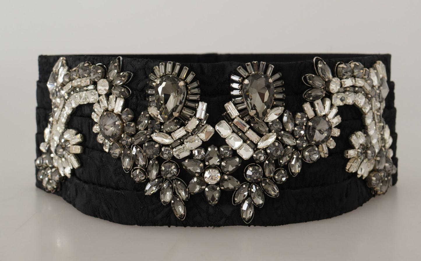 Ceinture Dolce & Gabbana en soie noire ornée de cristaux