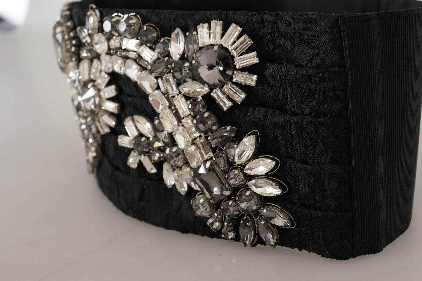 Ceinture Dolce & Gabbana en soie noire ornée de cristaux