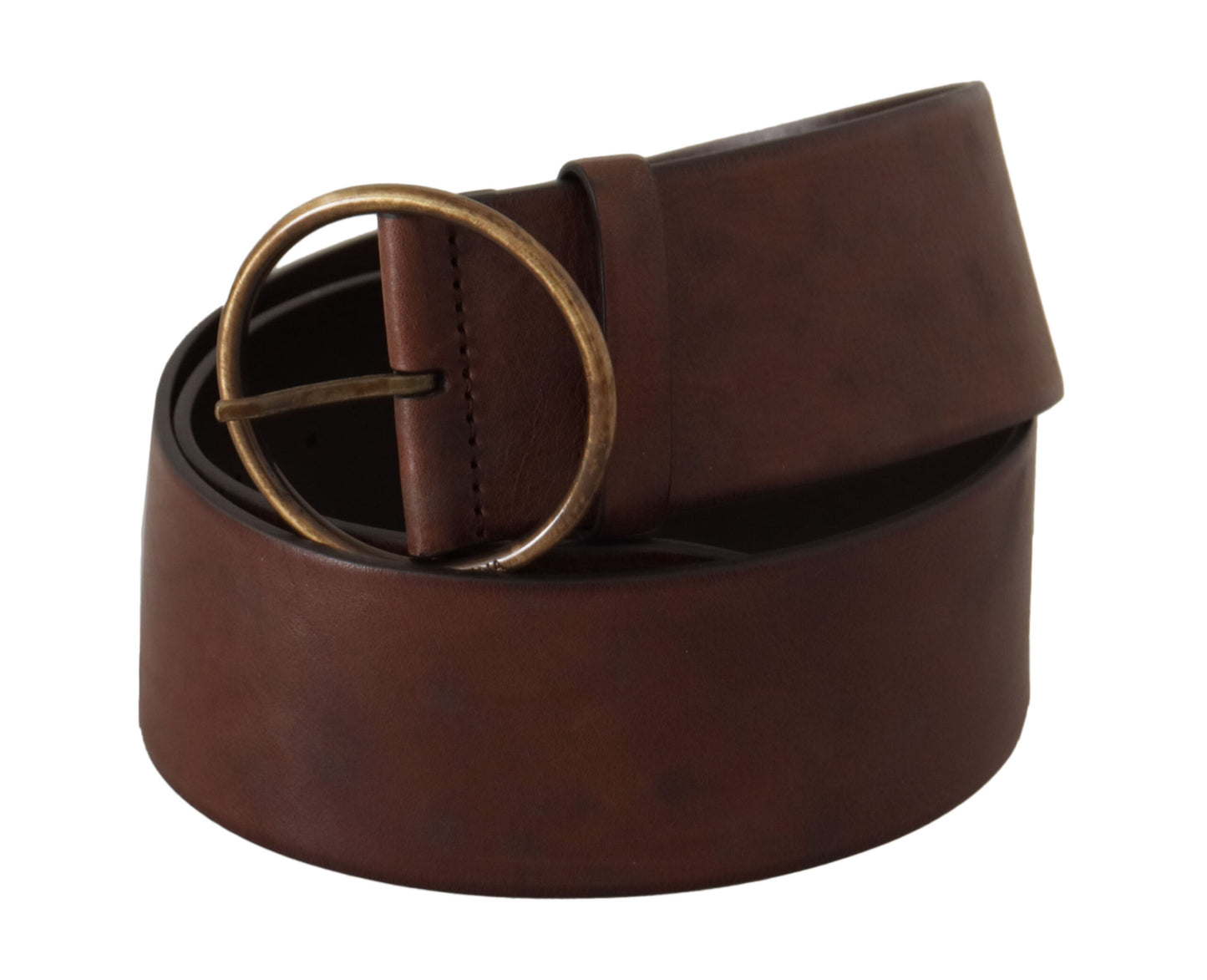 Ceinture Dolce & Gabbana en cuir marron foncé à taille large et boucle ronde en métal