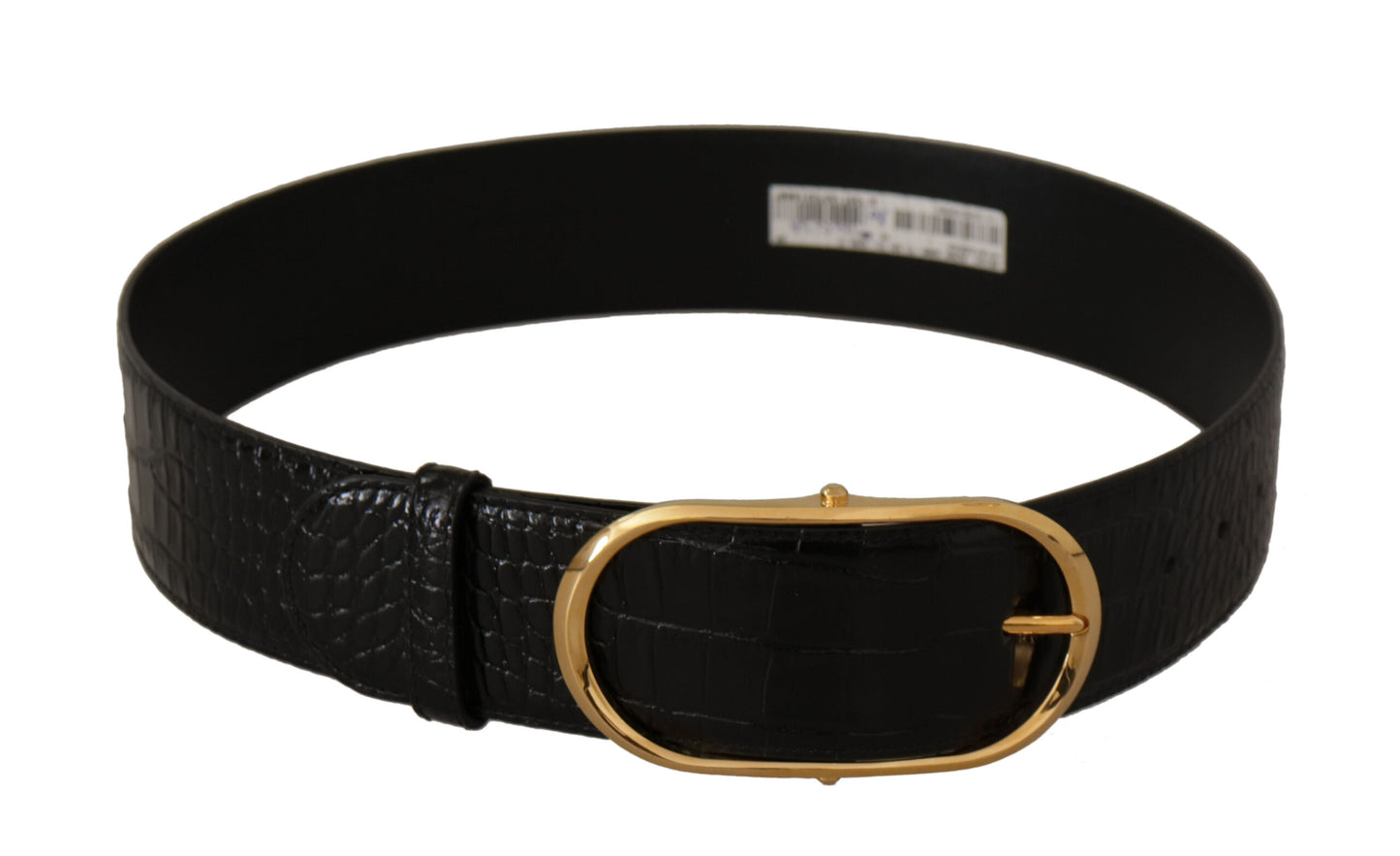 Ceinture Dolce & Gabbana en cuir noir gaufré avec boucle en métal doré