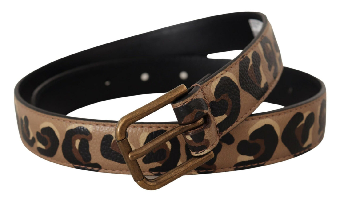 Ceinture à boucle en métal vintage à imprimé léopard marron Dolce & Gabbana