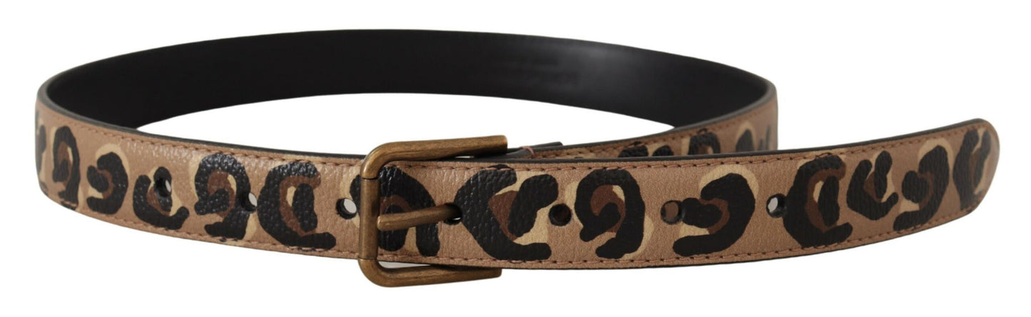 Ceinture à boucle en métal vintage à imprimé léopard marron Dolce & Gabbana