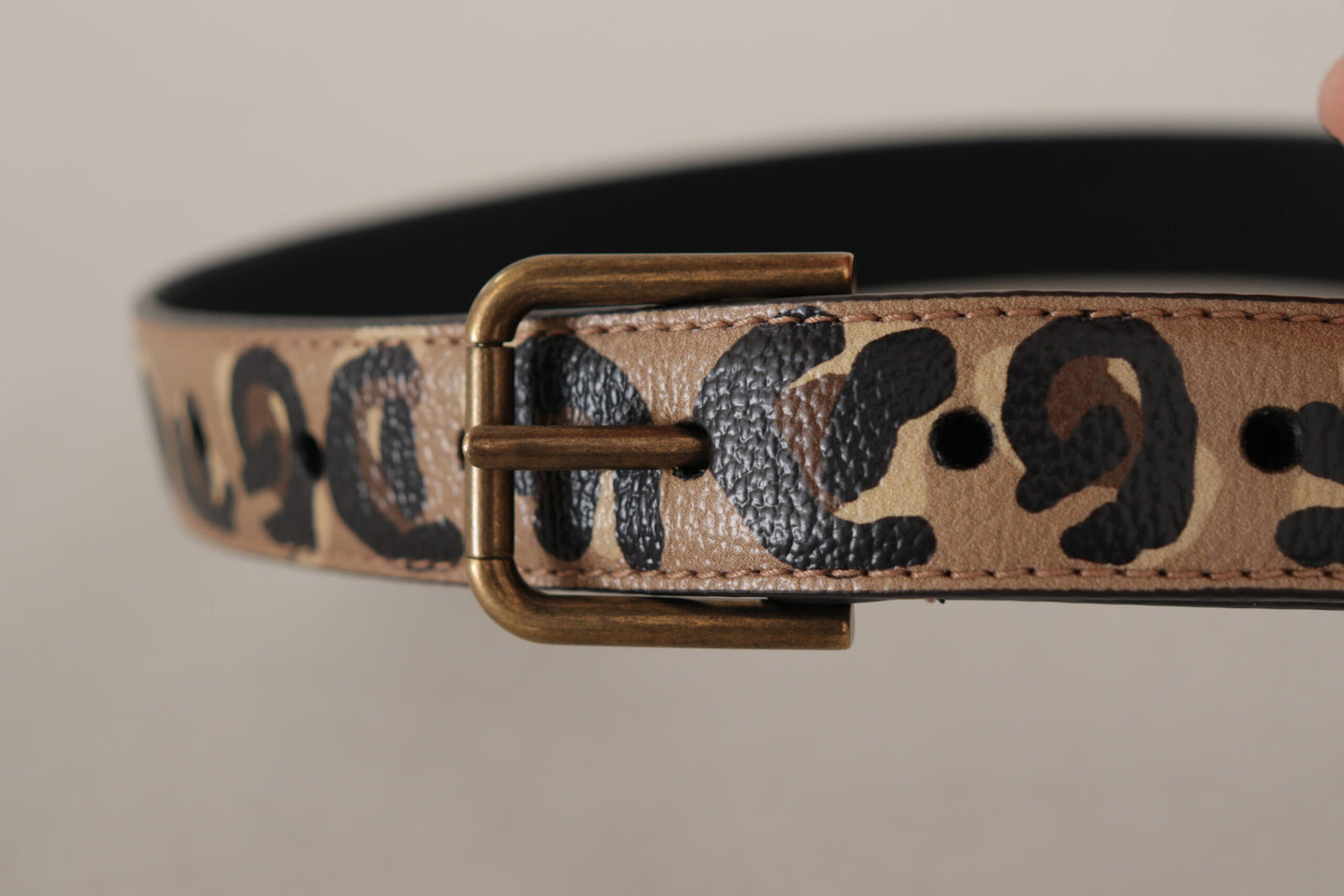 Ceinture à boucle en métal vintage à imprimé léopard marron Dolce & Gabbana