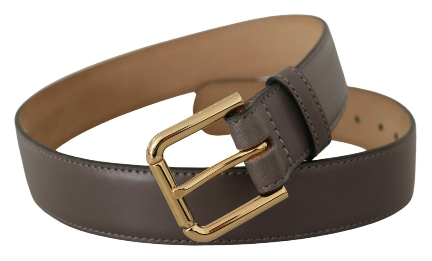 Ceinture Dolce & Gabbana en cuir de veau gris avec boucle logo en métal doré