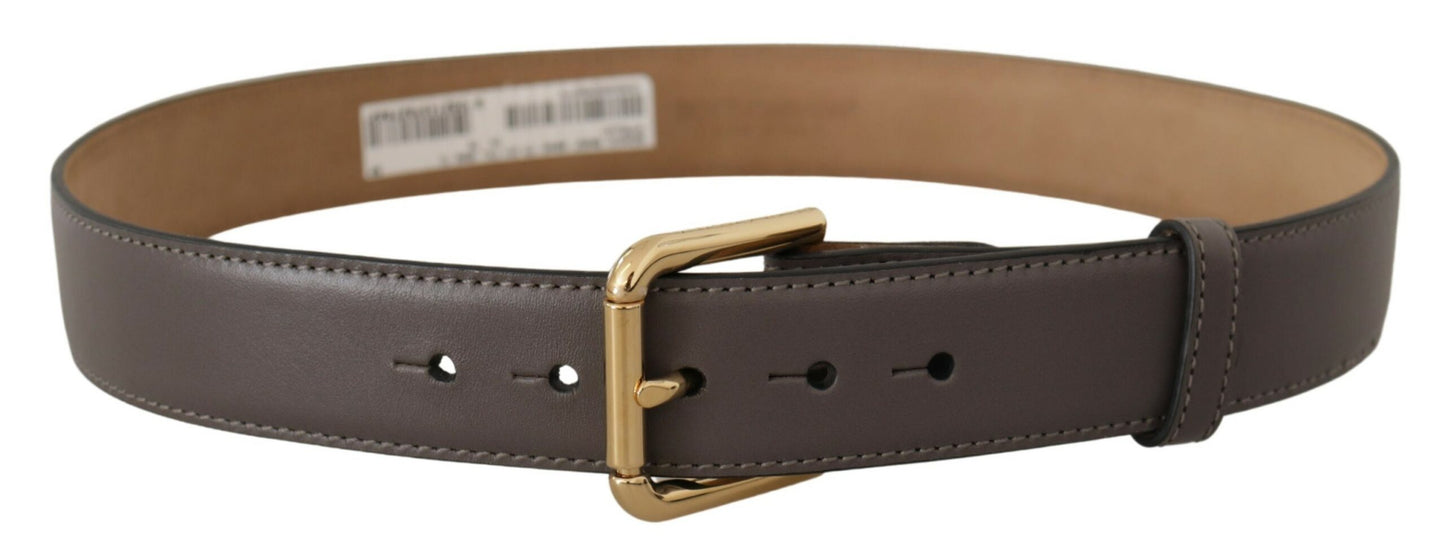 Ceinture Dolce & Gabbana en cuir de veau gris avec boucle logo en métal doré