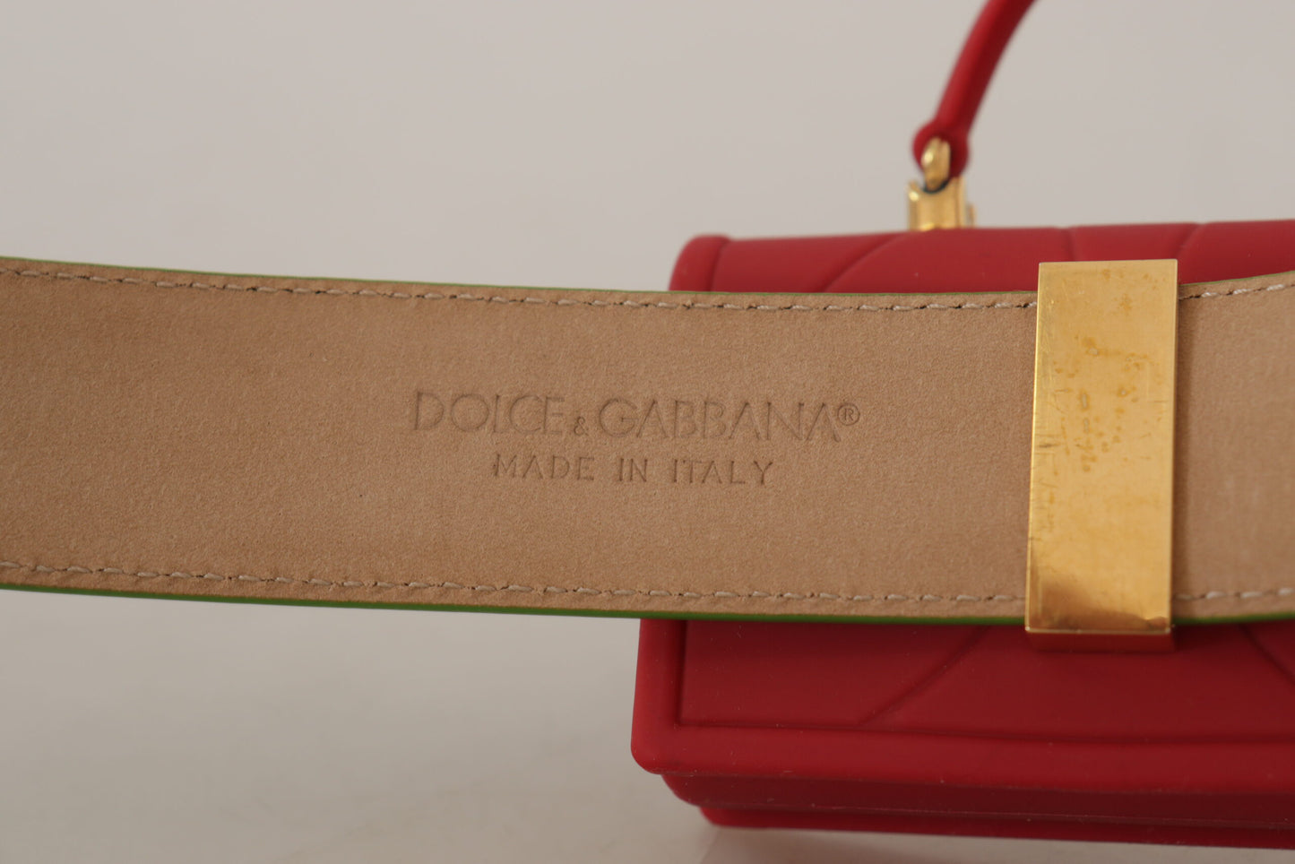 Dolce & Gabbana – Devotion – Mikrotasche mit Herzmotiv, Kopfhörergürtel aus grünem Leder