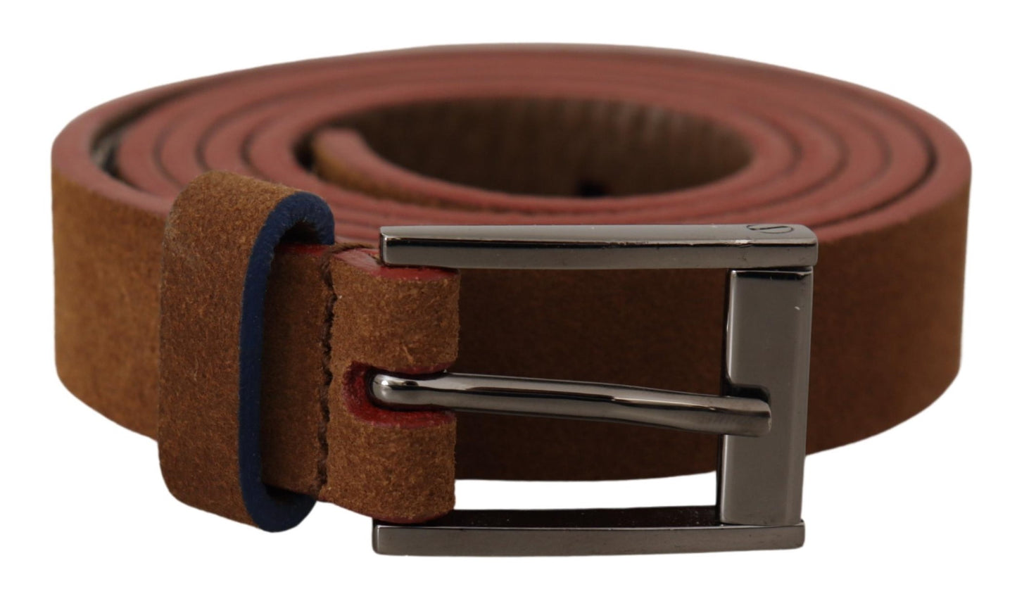 Ceinture à boucle en métal gravée du logo Dolce & Gabbana marron